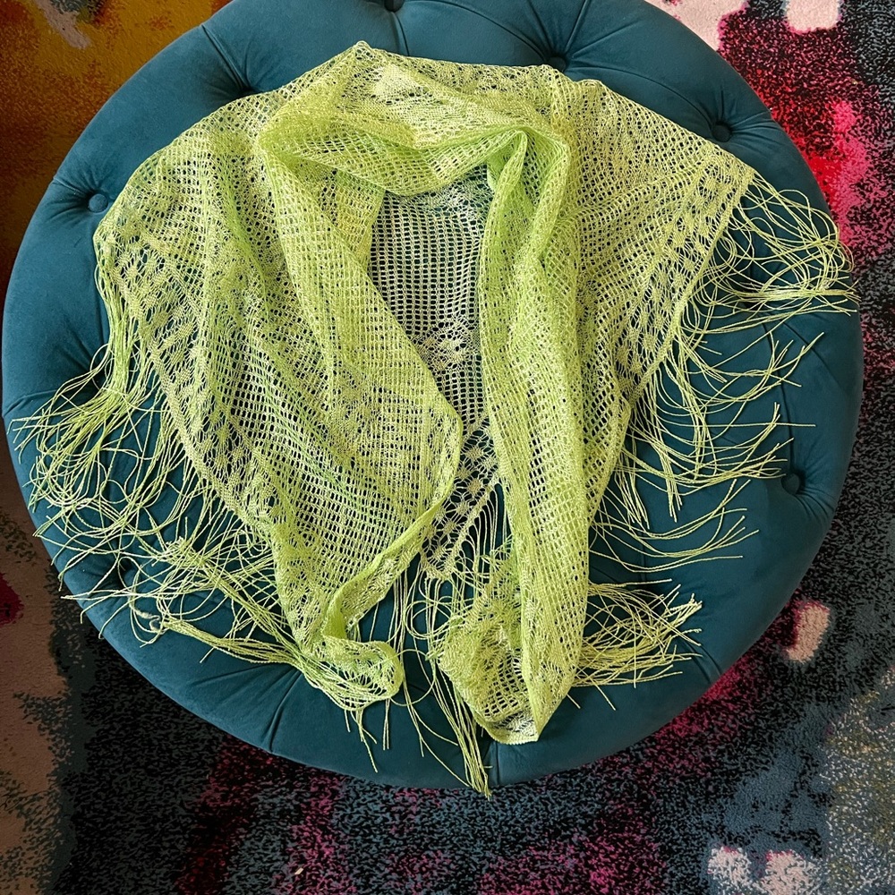 Lightweight Lime Fringe Shawl - Women's Accessory